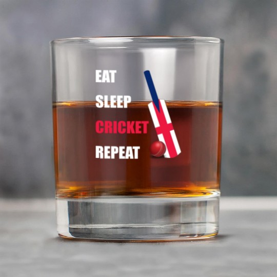 Eat Sleep Cricket Repeat England Flag Cricket Bat Rock Glasses