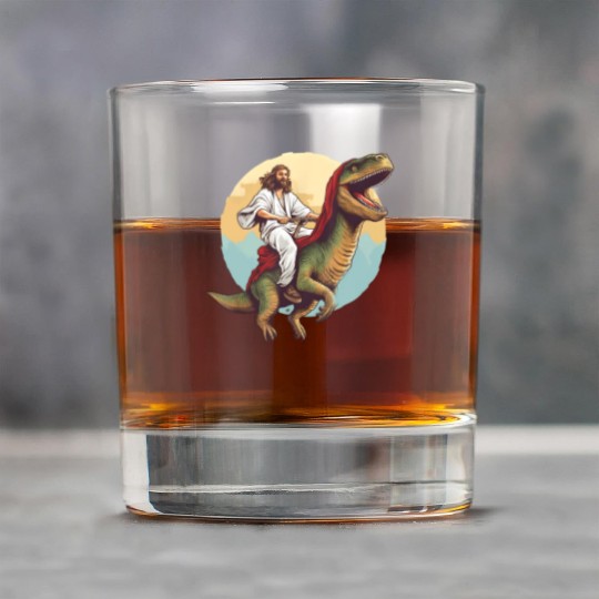 Jesus Riding a Dinosaur Meme Dino Lover Rock Glasses