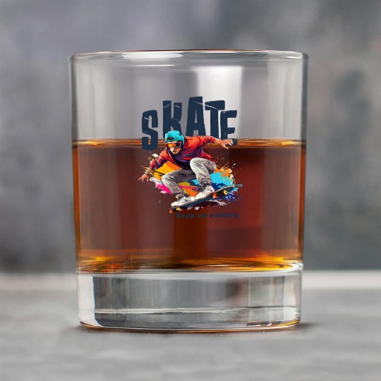 Skate keep on rolling Rock Glasses