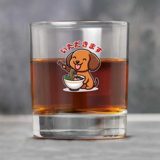 Dachshund Eat Ramen Itadakimasu Rock Glasses