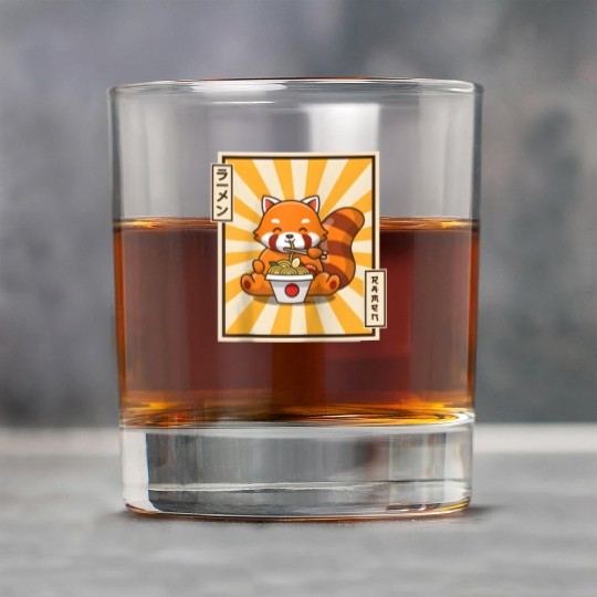 Red Panda Eating Japanese Ra Kawaii Red Panda Base Rock Glasses