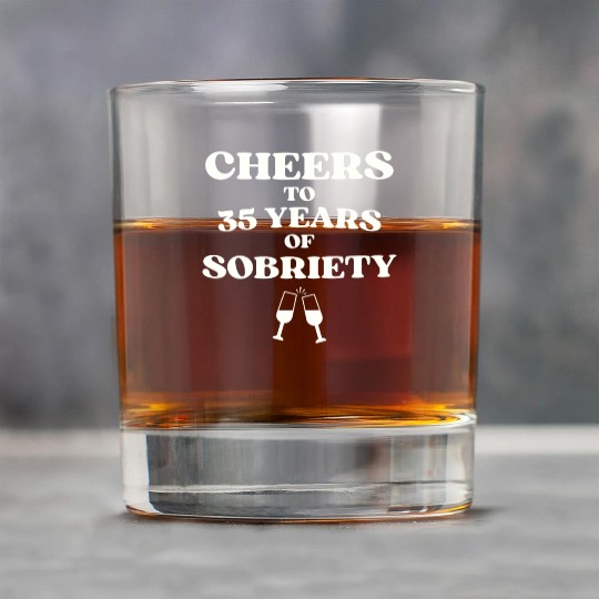 Cheers to 35 YEARS of Sobriety Sober Humor Fun Cel Rock Glasses
