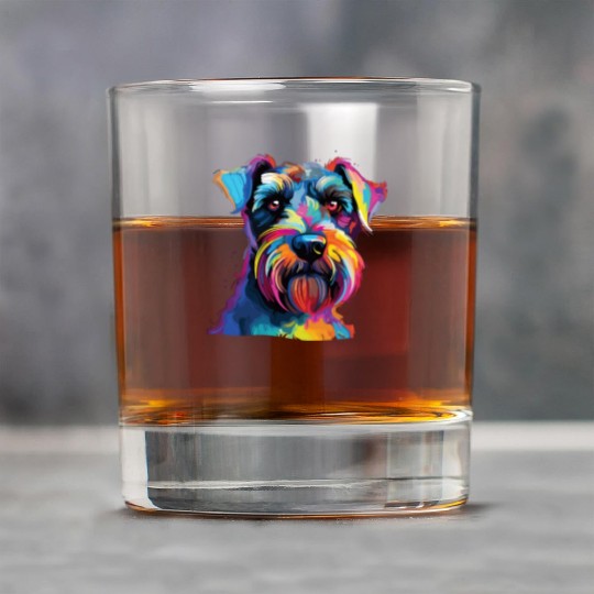 Watercolor Colorful Miniature Schnauzer Rock Glasses