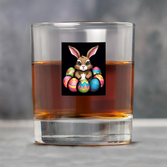 Easter Bunny Rabbit Colorful Eggs Easter Egg Hunt Rock Glasses