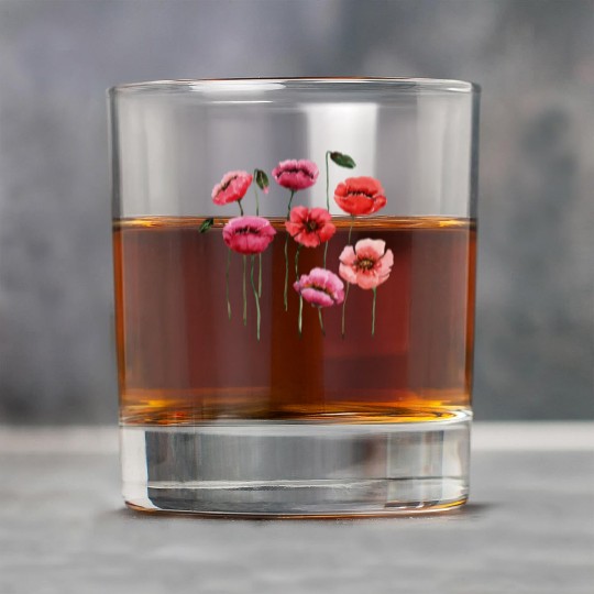 Poppies, spring bloomers, summer, flower, vintage. Rock Glasses