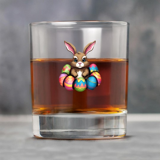 Easter Bunny Rabbit Colorful Eggs Easter Egg Hunt Rock Glasses