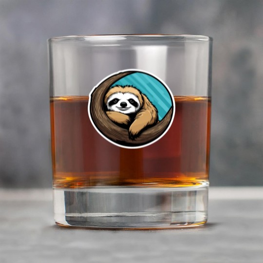 Sleeping Sloth Illustration Rock Glasses