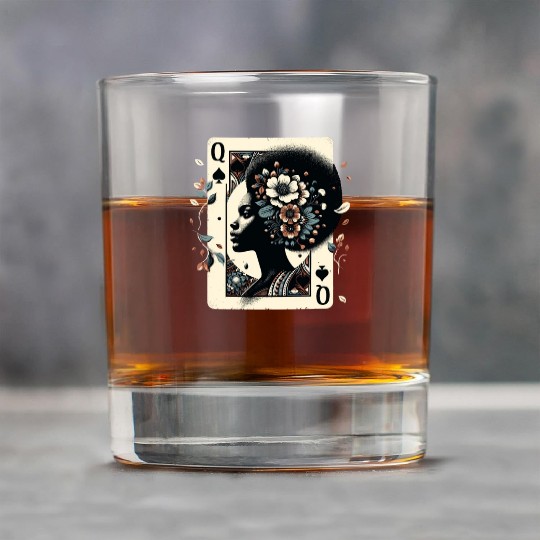 Black Queen Poker Tarot Card African American Rock Glasses