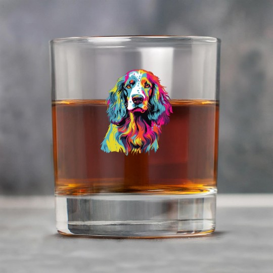Watercolor Colorful English Setter Rock Glasses