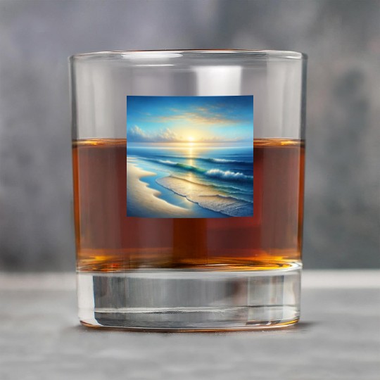 Serene Seaside Sunrise Rock Glasses