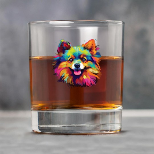 Watercolor Colorful Pomeranian Rock Glasses