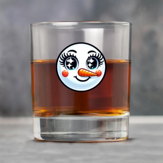 Lady Carrot-Nosed Snowwoman Cute Snowman Christmas Rock Glasses