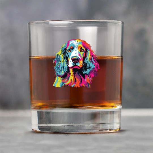 Watercolor Colorful English Setter Rock Glasses