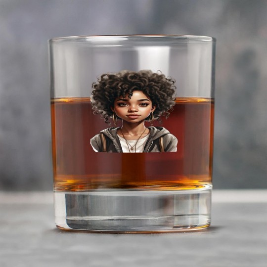 Black girl with big brown eyes .. Rock Glasses