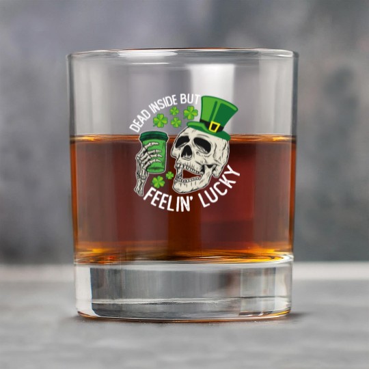 Dead Inside But Feelin' Lucky Skull St Patrick's Rock Glasses
