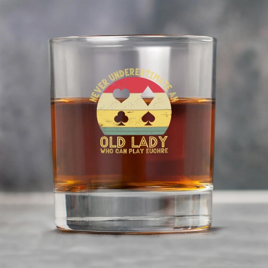Old Euchre lady funny euchre Rock Glasses