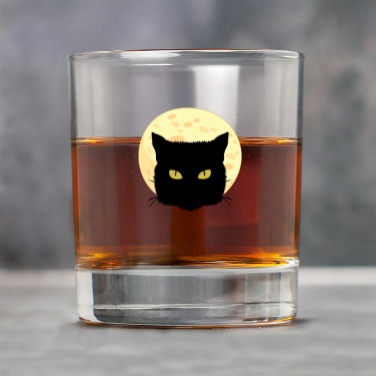 Cat Full Moon Cat Owner Gift Rock Glasses