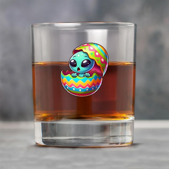 Colorful Alien Easter Egg Hatch Design Rock Glasses