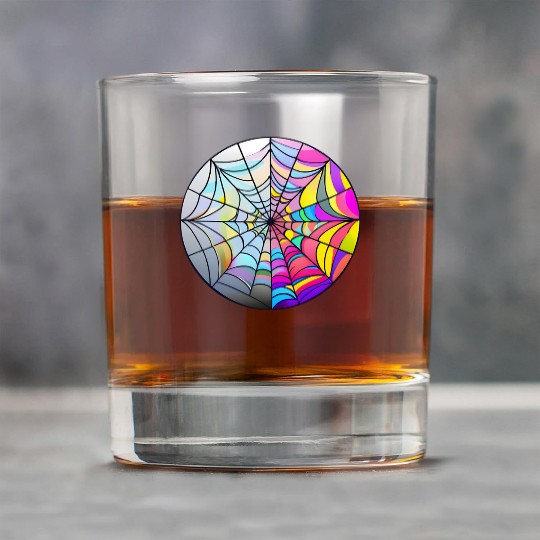 colorful spider web stained glass Rock Glasses