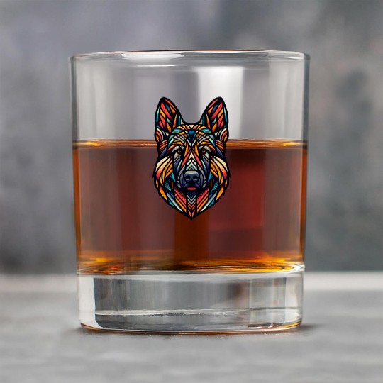Tribal Fusion German Shepherd Portrait Rock Glasses
