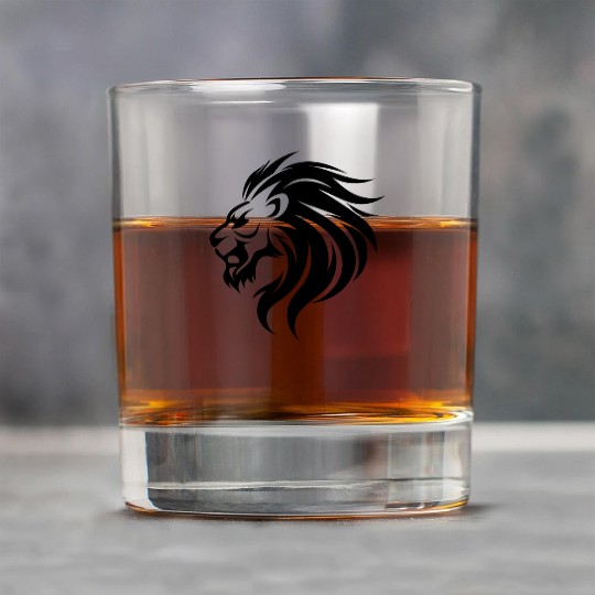 Angry Lion Head Tattoo Style Waving Mane Rock Glasses
