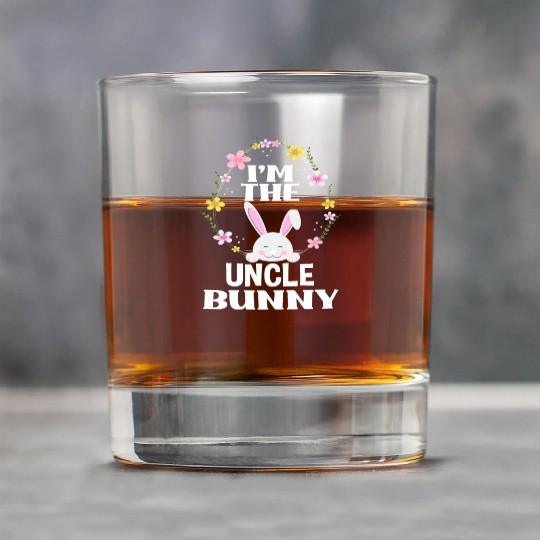 I Am Uncle Easter Bunny Flower Wreath Easter Rock Glasses