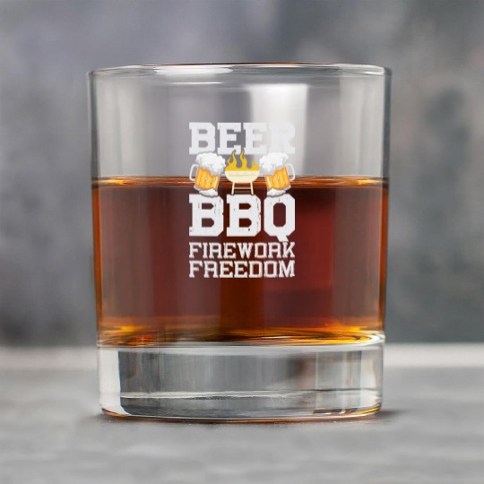 Beer BBQ Firework Freedom - BBQ Barbeque Rock Glasses