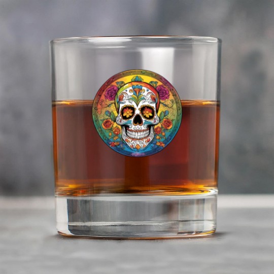 Sugar skull rainbow Rock Glasses