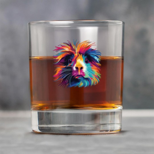 Watercolor Colorful Guinea Pig Colorful Rock Glasses