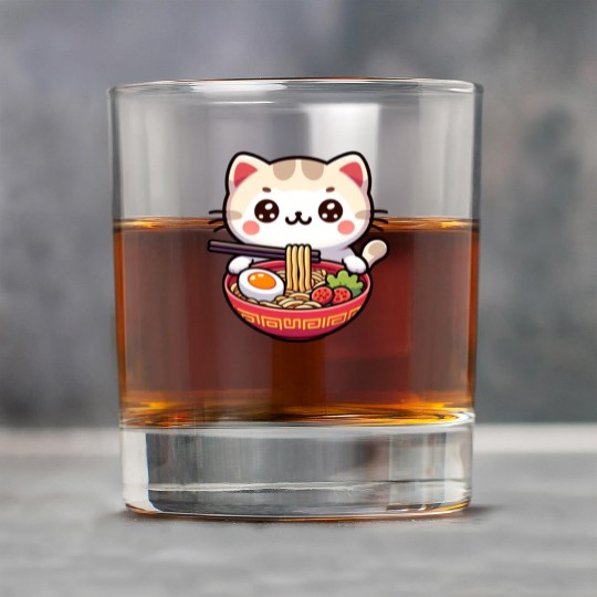 Cute Cat Eating Ramen Rock Glasses