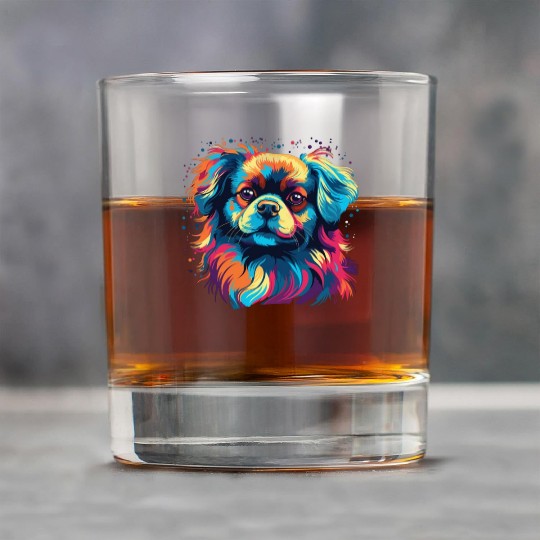 Watercolor Colorful Tibetan Spaniel Rock Glasses