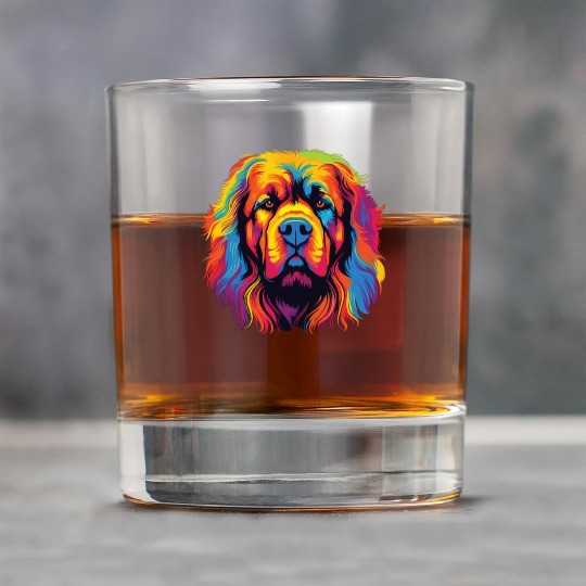 Watercolor Colorful Tibetan Mastiff Rock Glasses