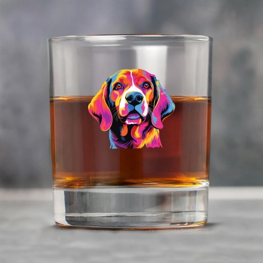Watercolor Colorful Beagle Harrier Rock Glasses