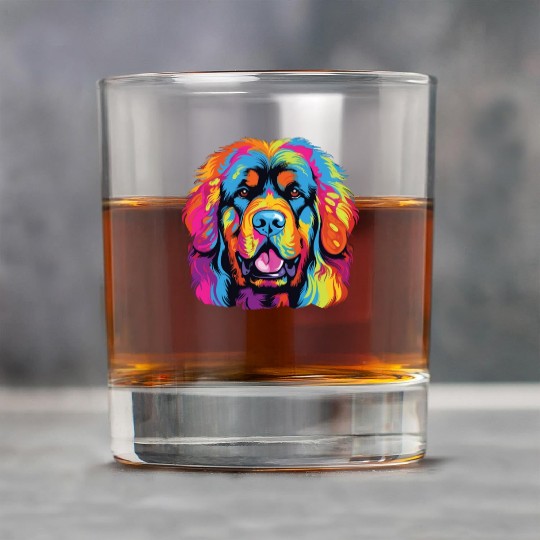 Watercolor Colorful Tibetan Mastiff Rock Glasses