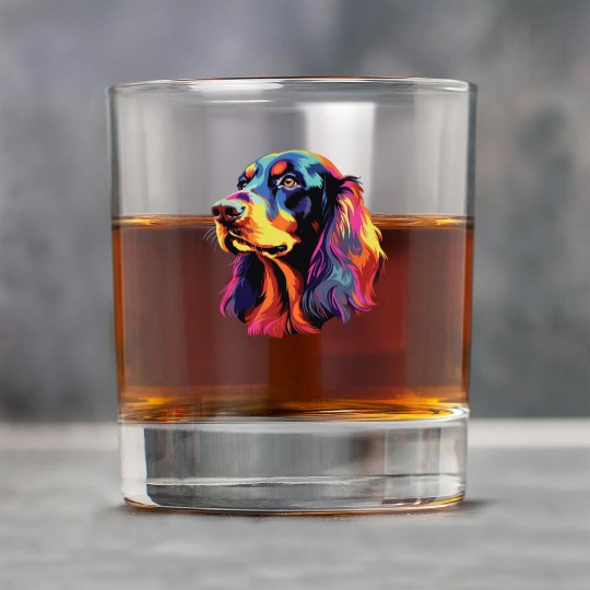 Watercolor Colorful Gordon Setter Rock Glasses