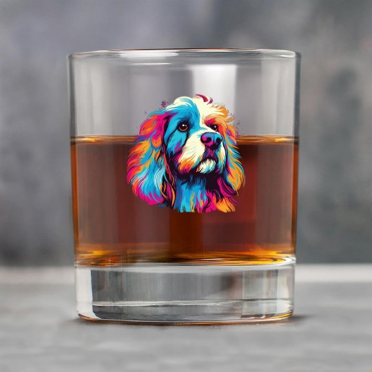 Watercolor Colorful Tibetan Spaniel Rock Glasses