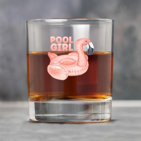 Pool Girl Flamingo Floatie Swimming Pool Rock Glasses