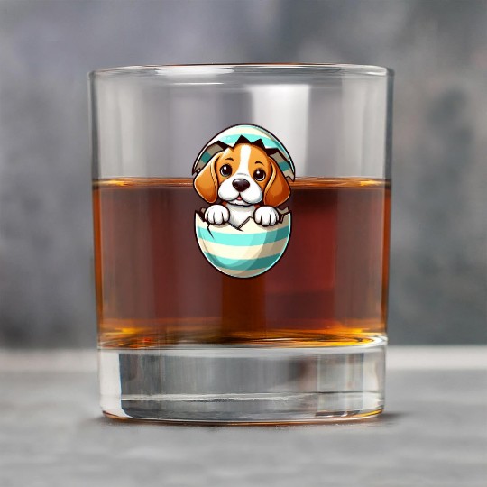 Colorful Beagle Dog Easter Egg Hatching Design Rock Glasses