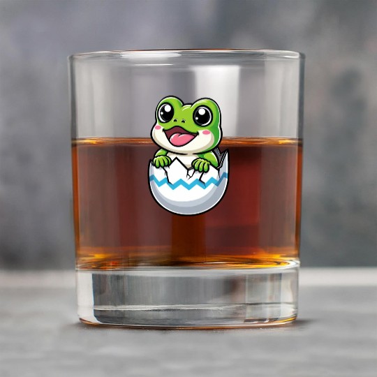 Colorful Easter Egg with Hatching Frog Design Rock Glasses