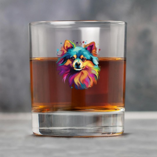 Watercolor Colorful Pomeranian Rock Glasses