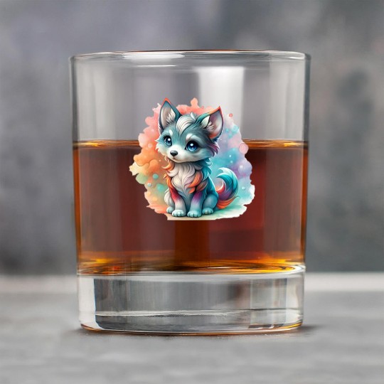 Cute Chibi Grey Wolf For Wolf Lovers Rock Glasses