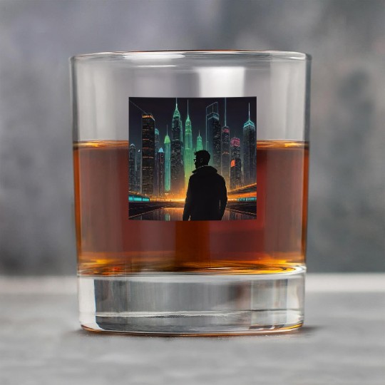 Neon Horizon: A Futuristic Cityscape Rock Glasses