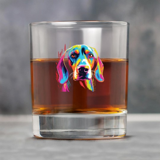 Watercolor Colorful Treeing Walker Coonhound Rock Glasses