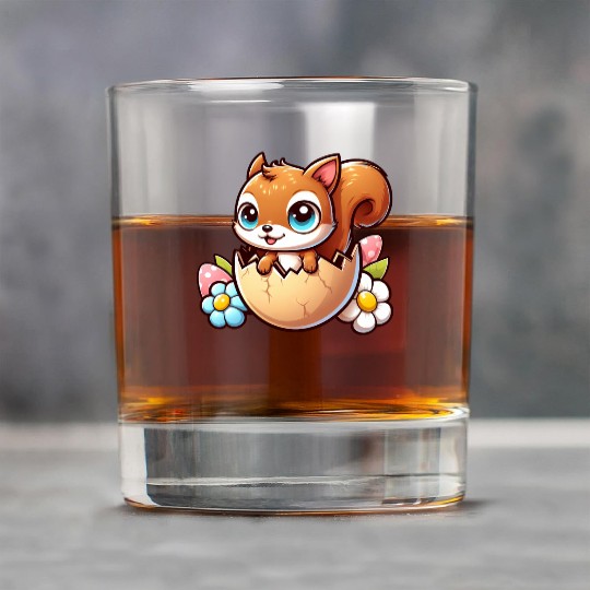Cute Squirrel with Easter Egg Comic Design Rock Glasses