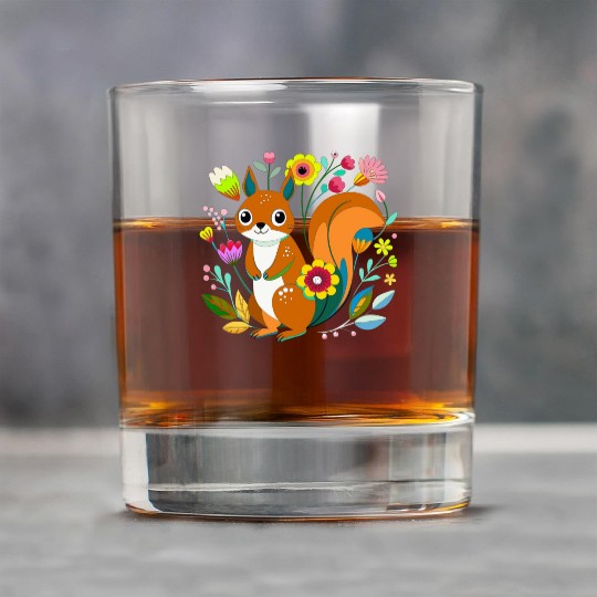 A sweet squirrel in the flowers Rock Glasses