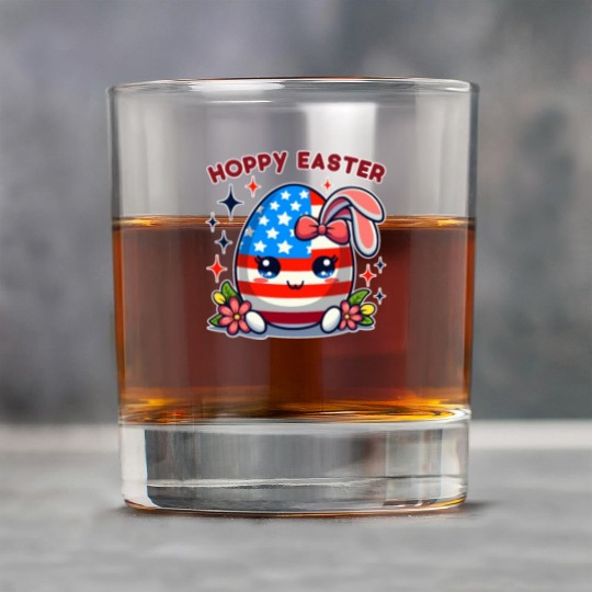 Hoppy Easter - American Flag Easter Egg Bunny Ears Rock Glasses