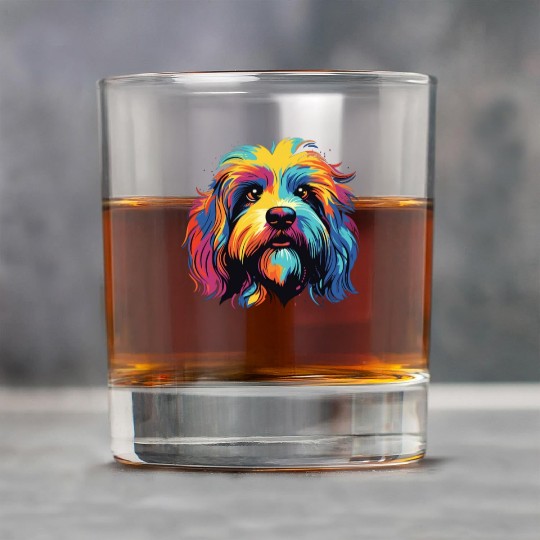 Watercolor Colorful Tibetan Spaniel Rock Glasses