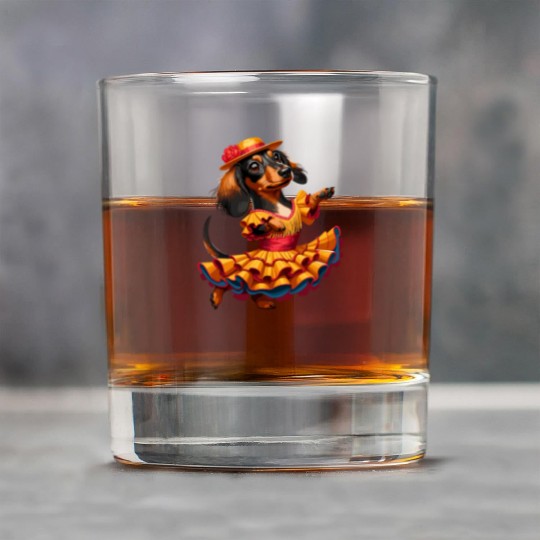 Dachshund dancing flamenco, animal dance Rock Glasses