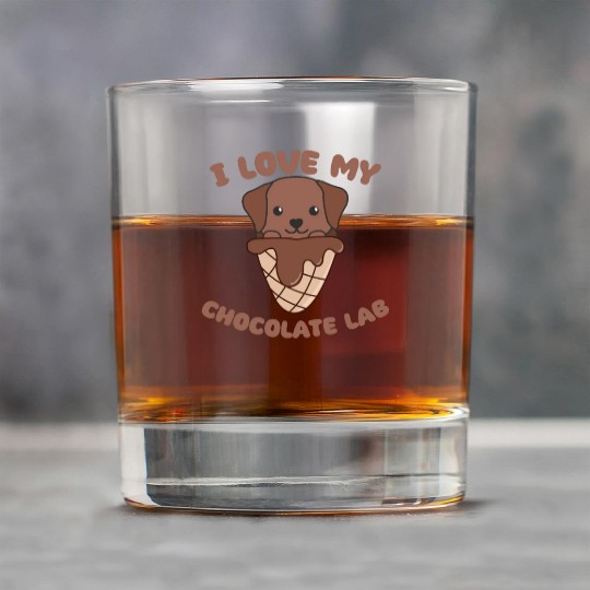 I Love My Chocolate Lab Animal In Ice Cream Cone Rock Glasses