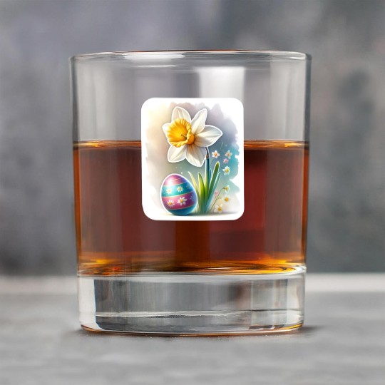 A Beautiful Daffodil With an Easter Egg Rock Glasses